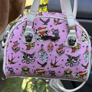 Ed Hardy Pink Mini Bag with Tattoo Art